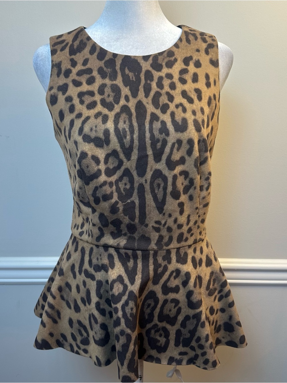 Alberto Makali Leopard Print Peplum Tank - Brown/Black 2